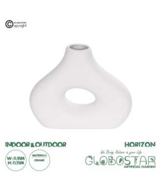 GloboStar® Artificial Garden HORIZON 21253 Διακοσμητικό Κεραμικό Βάζo Λευκό Π18 x Μ6 x Υ15 cm